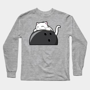 Cute Cat Hugging A Bowling Ball Long Sleeve T-Shirt